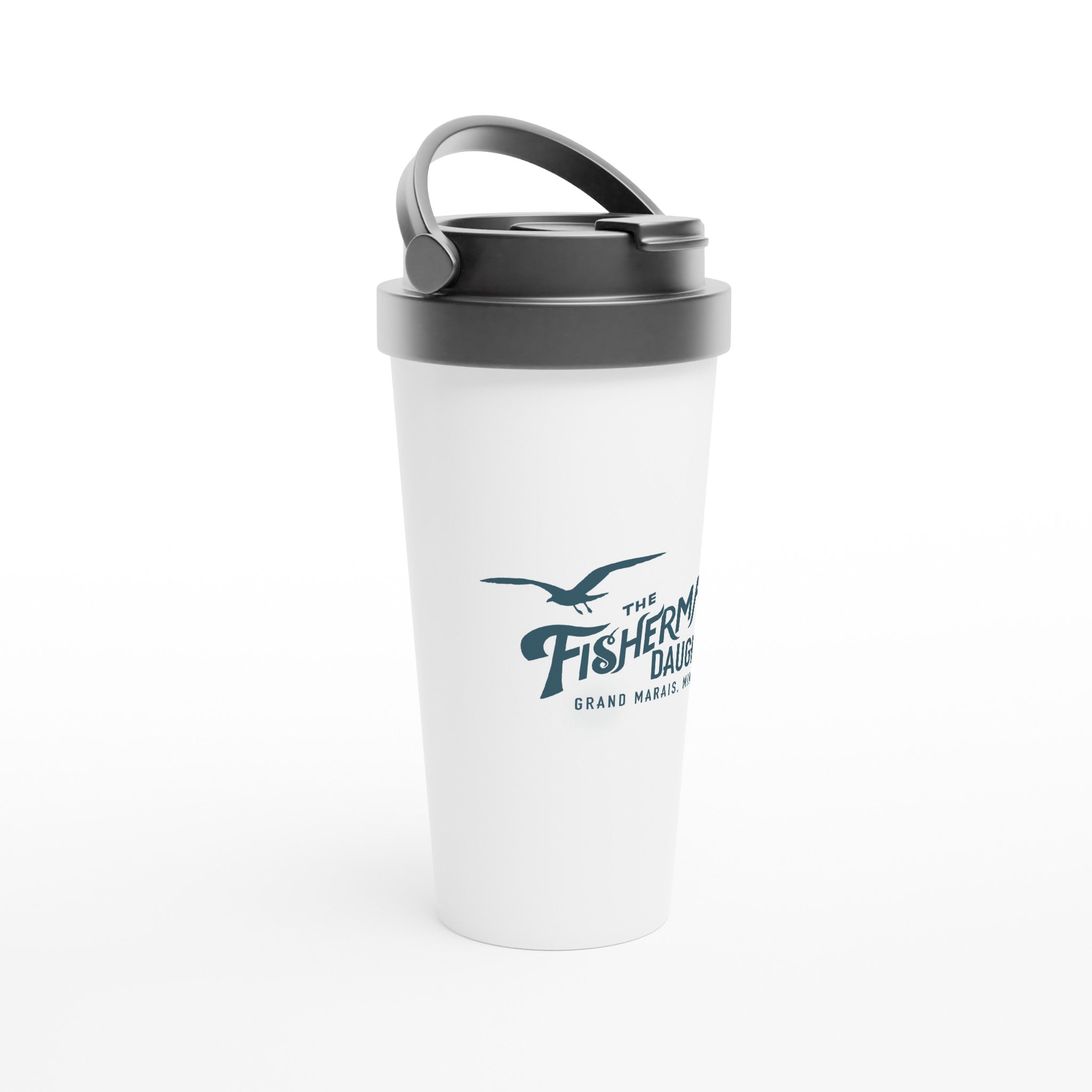 TFD White 15oz Stainless Steel Travel Mug